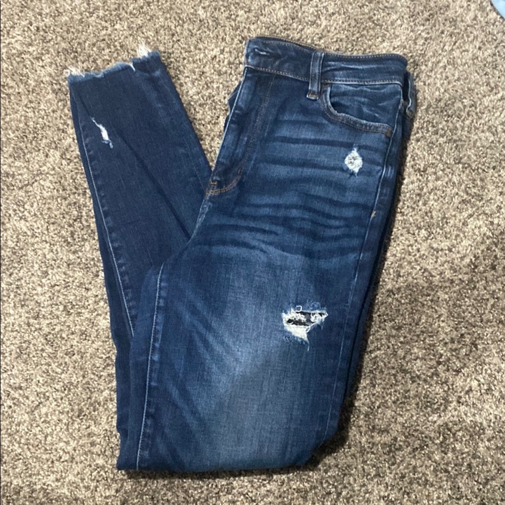 American Eagle Distressed Dark Blue Women's Jeans